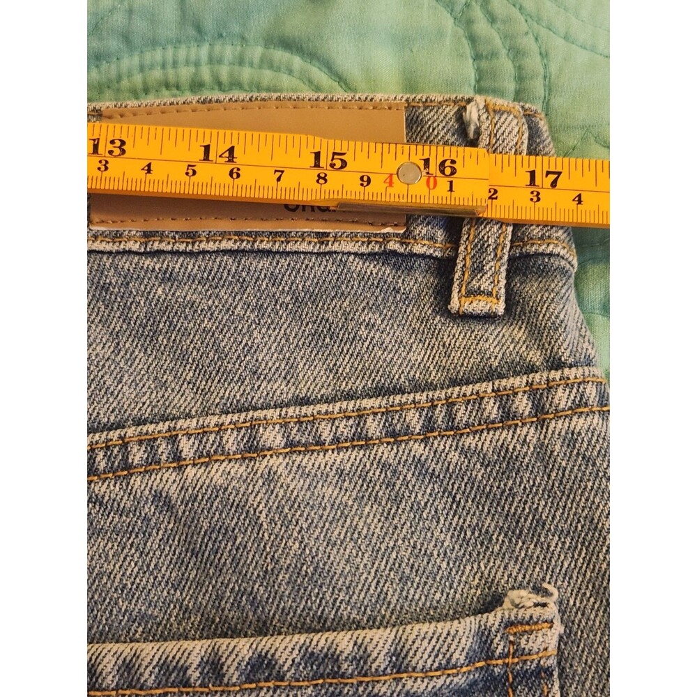 Nasty Gal Size US 12 Organic Blue Denim‎ Split Hem High Rise Mom Jeans NWT - Picture 9 of 11